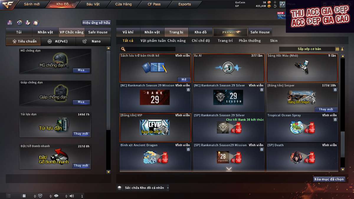 shop acc cf uy tin gia re